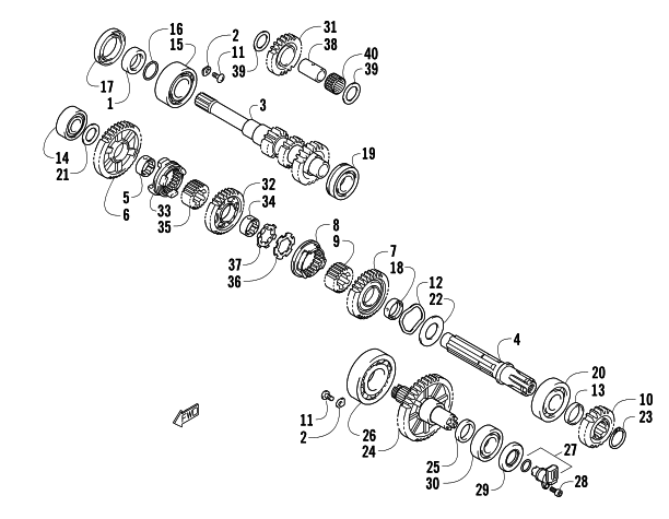Parts Diagram for Arctic Cat 2008 700 EFI AUTOMATIC TRANSMISSION 4X4 FIS ATV SECONDARY TRANSMISSION ASSEMBLY
