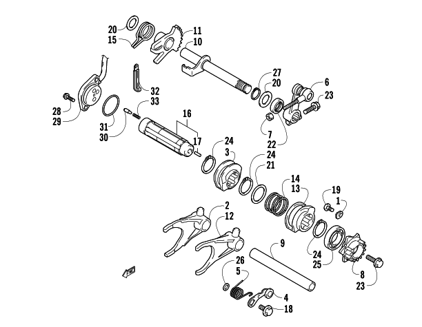 Parts Diagram for Arctic Cat 2008 700 EFI AUTOMATIC TRANSMISSION 4X4 TRV CRUISER ATV GEAR SHIFTING ASSEMBLY