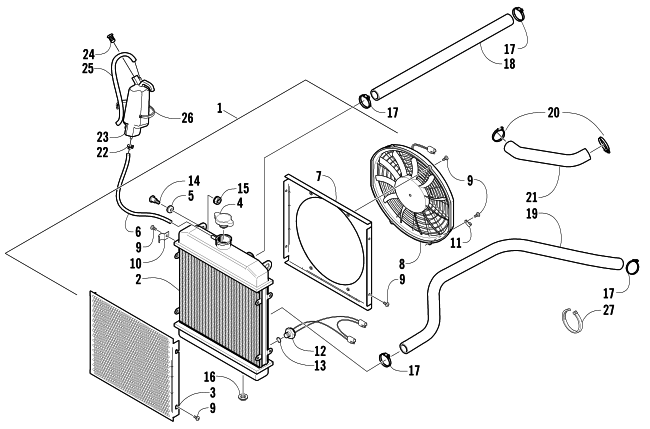 Parts Diagram for Arctic Cat 2006 700 AUTOMATIC TRANSMISSION 4X4 FIS SE ATV COOLING ASSEMBLY