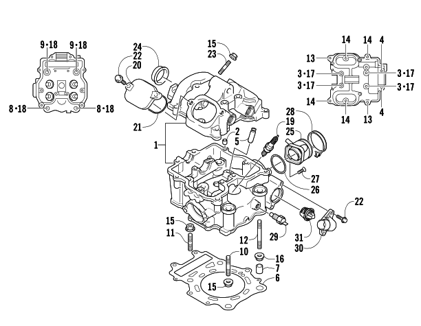 Parts Diagram for Arctic Cat 2009 500 4X4 AUTOMATIC ATV CYLINDER HEAD ASSEMBLY