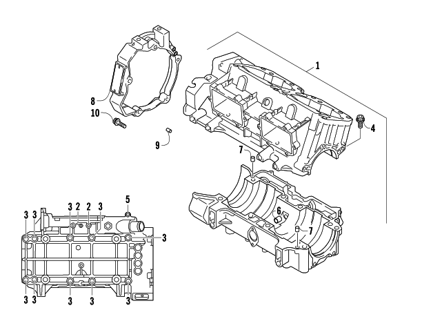 Parts Diagram for Arctic Cat 2008 F1000 EFI SNO PRO LIMITED EDITION SNOWMOBILE CRANKCASE ASSEMBLY