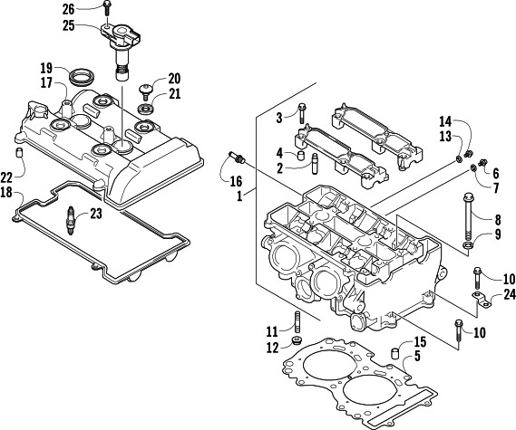 Parts Diagram for Arctic Cat 2009 Z1 1100 EFI SNOWMOBILE CYLINDER HEAD ASSEMBLY