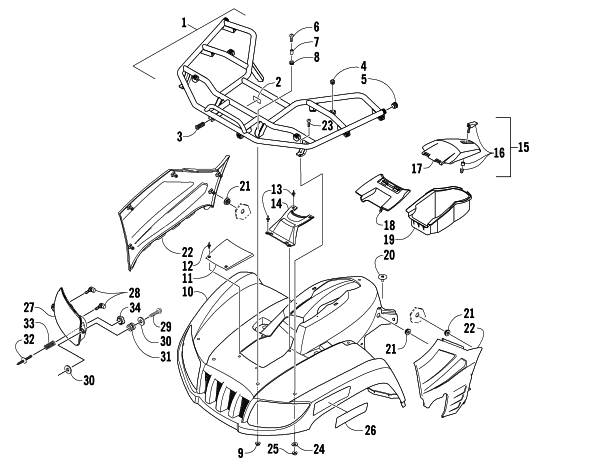 Parts Diagram for Arctic Cat 2007 500 AUTOMATIC TRANSMISSION 4X4 FIS ATV FRONT BODY PANEL ASSEMBLY