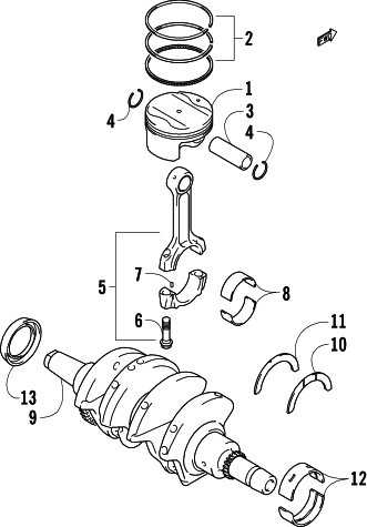 Parts Diagram for Arctic Cat 2016 XF 9000 HIGH COUNTRY LTD 141 SNOWMOBILE PISTON AND CRANKSHAFT ASSEMBLY
