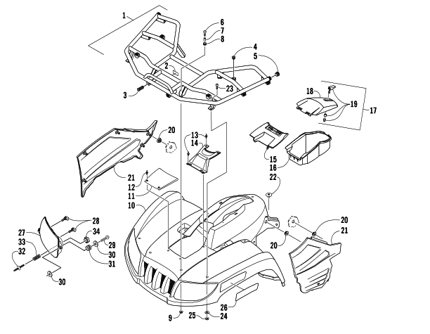 Parts Diagram for Arctic Cat 2007 400 AUTOMATIC TRANSMISSION 4X4 TRV ATV FRONT BODY PANEL ASSEMBLY