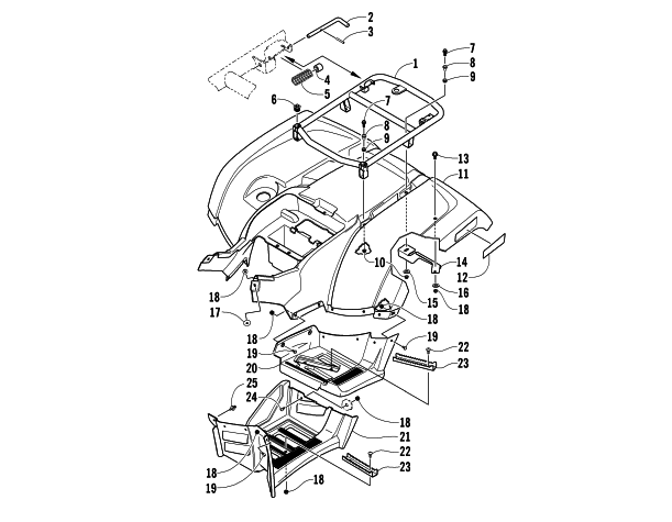 Parts Diagram for Arctic Cat 2007 400 AUTOMATIC TRANSMISSION 4X4 TRV ATV REAR BODY PANEL ASSEMBLY