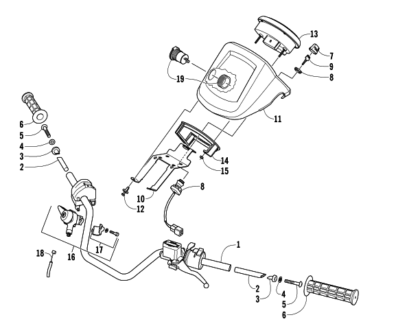 Parts Diagram for Arctic Cat 2007 500 AUTOMATIC TRANSMISSION 4X4 FIS ATV HANDLEBAR ASSEMBLY