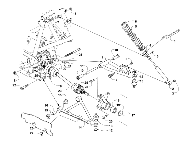 Parts Diagram for Arctic Cat 2008 700 EFI AUTOMATIC TRANSMISSION 4X4 TRV CRUISER ATV FRONT SUSPENSION ASSEMBLY