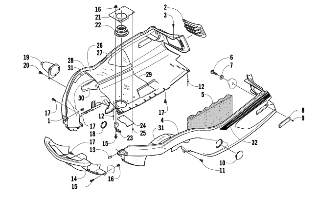 Parts Diagram for Arctic Cat 2007 T660 TURBO TRAIL SNOWMOBILE BELLY PAN AND FRONT BUMPER ASSEMBLY