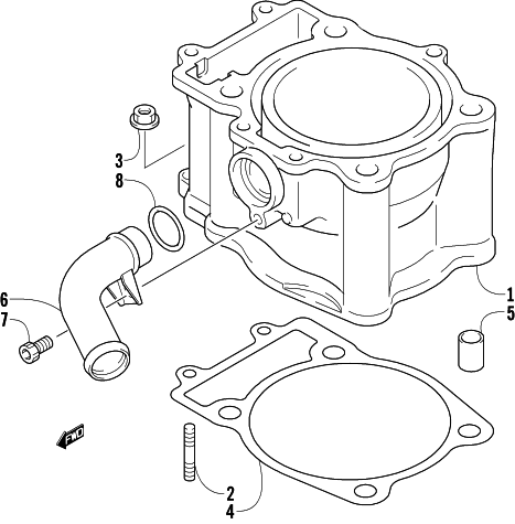 Parts Diagram for Arctic Cat 2006 500 AUTOMATIC TRANSMISSION 4X4 FIS LE ATV CYLINDER ASSEMBLY