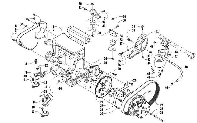 Parts Diagram for Arctic Cat 2007 T660 TURBO TRAIL SNOWMOBILE ENGINE AND RELATED PARTS
