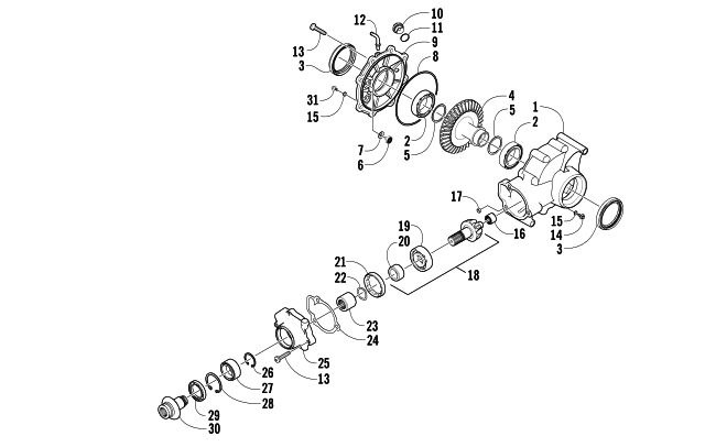 Parts Diagram for Arctic Cat 2008 400 AUTOMATIC TRANSMISSION 4X4 FIS ATV REAR DRIVE GEARCASE ASSEMBLY