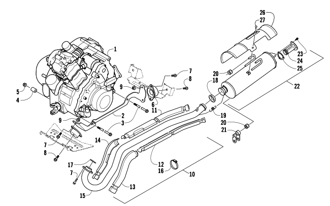 Parts Diagram for Arctic Cat 2007 650 H1 AUTOMATIC TRANSMISSION 4X4 TRV ATV ENGINE AND EXHAUST