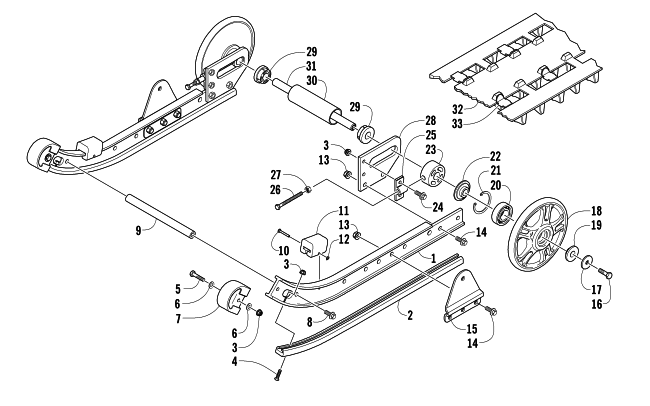 Parts Diagram for Arctic Cat 2008 AC 120 SNOWMOBILE SLIDE RAIL, IDLER WHEELS, AND TRACK ASSEMBLY