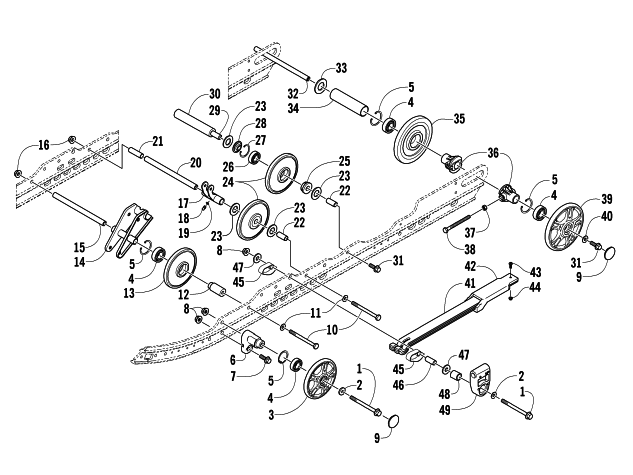 Parts Diagram for Arctic Cat 2007 T660 TURBO TRAIL LE SNOWMOBILE IDLER WHEEL ASSEMBLY