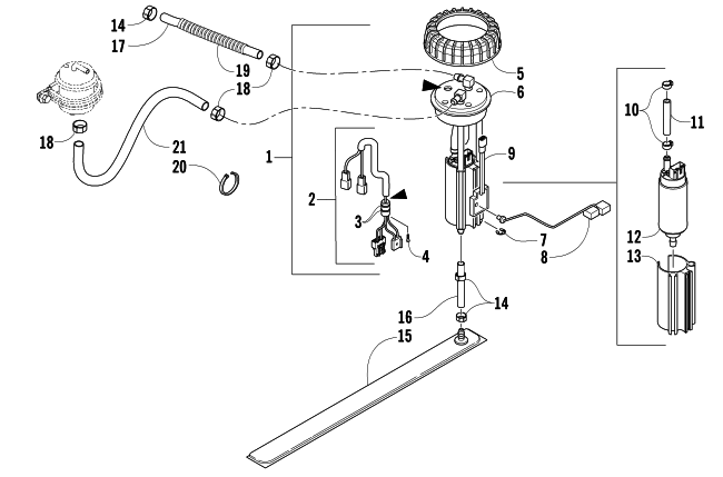 Parts Diagram for Arctic Cat 2007 T660 TURBO TOURING SNOWMOBILE FUEL PUMP ASSEMBLY