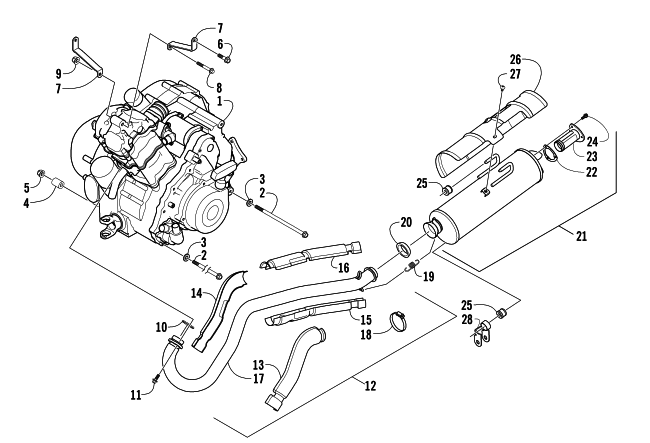 Parts Diagram for Arctic Cat 2007 500 AUTOMATIC TRANSMISSION 4X4 FIS ATV ENGINE AND EXHAUST