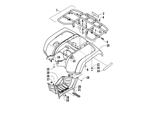 Parts Diagram for Arctic Cat 2007 650 H1 AUTOMATIC TRANSMISSION 4X4 FIS LE ATV REAR BODY PANEL ASSEMBLY