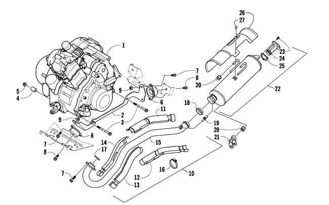 Parts Diagram for Arctic Cat 2007 650 H1 AUTOMATIC TRANSMISSION 4X4 FIS LE ATV ENGINE AND EXHAUST