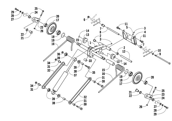 Parts Diagram for Arctic Cat 2007 BEARCAT 570 LONG TRACK SNOWMOBILE REAR SUSPENSION REAR ARM ASSEMBLY