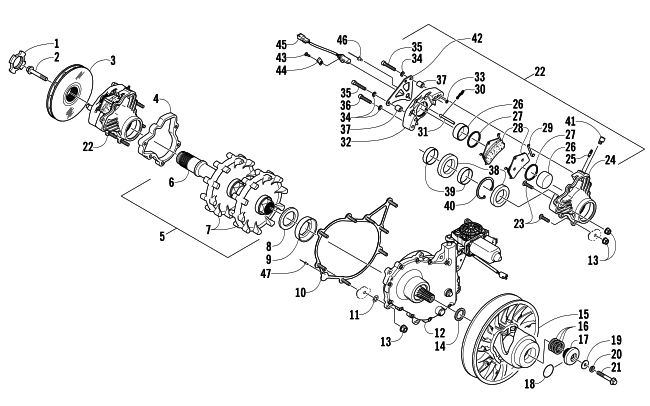 Parts Diagram for Arctic Cat 2007 CROSSFIRE 800 EFI SNO PRO SNOWMOBILE DRIVE TRAIN SHAFT AND BRAKE ASSEMBLIES