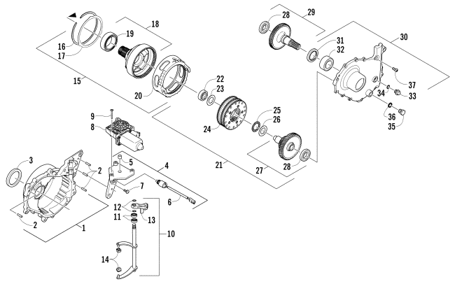 Parts Diagram for Arctic Cat 2007 CROSSFIRE 800 EFI SNO PRO SNOWMOBILE GEARCASE ASSEMBLY
