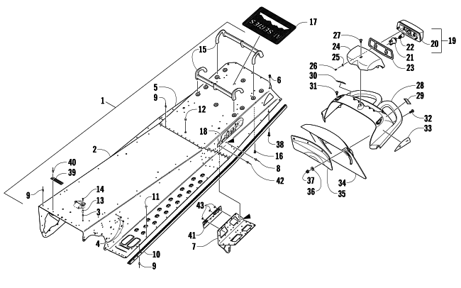 Parts Diagram for Arctic Cat 2007 M6 EFI 141 SNOWMOBILE TUNNEL, REAR BUMPER, AND TAILLIGHT ASSEMBLY