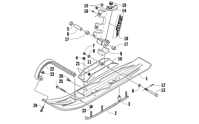 Parts Diagram for Arctic Cat 2007 BEARCAT WIDE TRACK SNOWMOBILE SKI AND SPINDLE ASSEMBLY