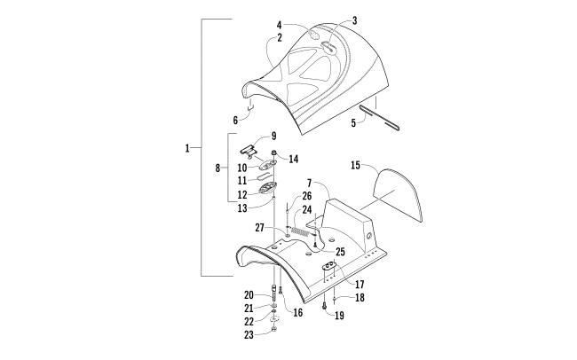 Parts Diagram for Arctic Cat 2008 BEARCAT WIDE TRACK SNOWMOBILE FRONT SEAT ASSEMBLY