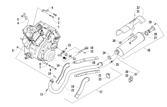 Parts Diagram for Arctic Cat 2006 500 MANUAL TRANSMISSION 4X4 FIS ATV ENGINE AND EXHAUST
