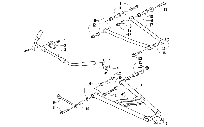 Parts Diagram for Arctic Cat 2007 F1000 EFI SNO PRO SNOWMOBILE A-ARM AND SWAY BAR ASSEMBLY