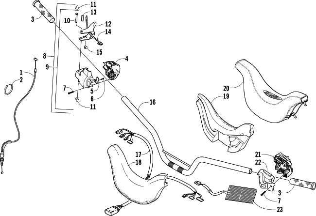 Parts Diagram for Arctic Cat 2007 T660 TURBO TRAIL SNOWMOBILE HANDLEBAR AND CONTROLS