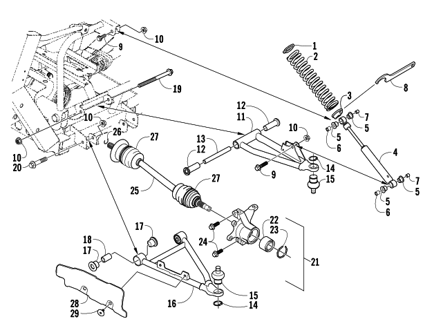 Parts Diagram for Arctic Cat 2009 PROWLER 650 XT AUTOMATIC 4X4 ATV FRONT SUSPENSION ASSEMBLY