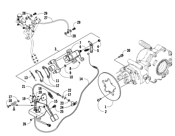 Parts Diagram for Arctic Cat 2007 PROWLER 650 H1 AUTOMATIC 4X4 ATV REAR AND PARKING BRAKE ASSEMBLY