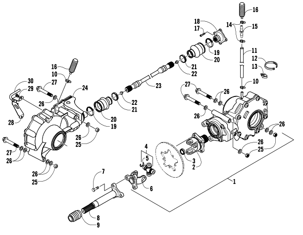 Parts Diagram for Arctic Cat 2008 PROWLER 650 H1 AUTOMATIC 4X4 ATV DRIVE TRAIN ASSEMBLY