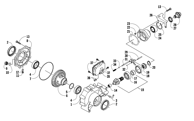 Parts Diagram for Arctic Cat 2007 PROWLER 650 H1 AUTOMATIC 4X4 ATV FRONT DRIVE GEARCASE ASSEMBLY