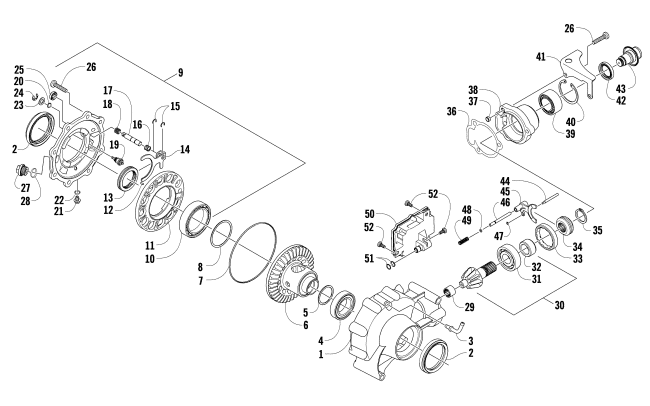 Parts Diagram for Arctic Cat 2009 PROWLER 650 XT AUTOMATIC 4X4 ATV FRONT DRIVE GEARCASE ASSEMBLY