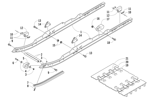 Parts Diagram for Arctic Cat 2007 BEARCAT WIDE TRACK SNOWMOBILE SLIDE RAIL AND TRACK ASSEMBLY