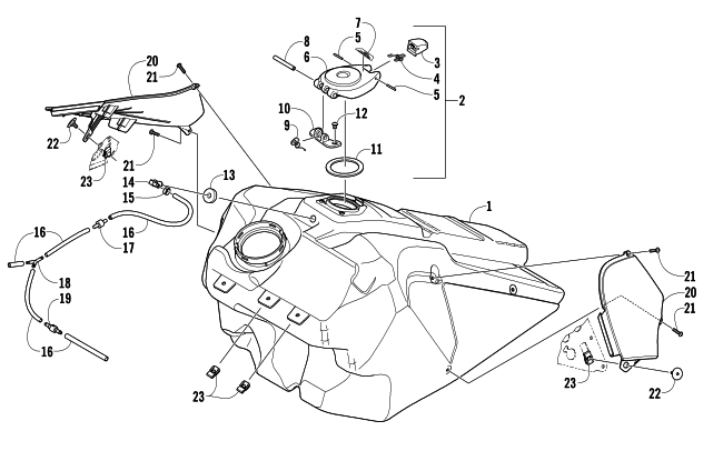 Parts Diagram for Arctic Cat 2007 F6 EFI LXR SNOWMOBILE GAS TANK ASSEMBLY