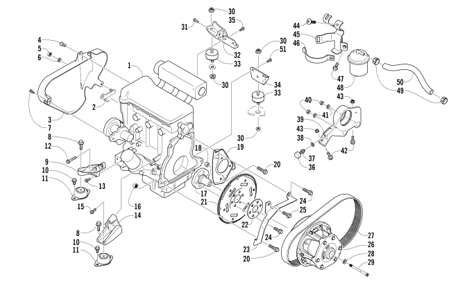 Parts Diagram for Arctic Cat 2008 BEARCAT WIDE TRACK TURBO SNOWMOBILE ENGINE AND RELATED PARTS
