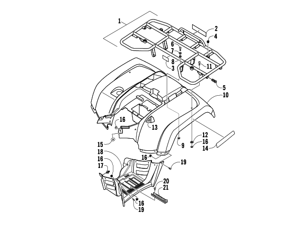 Parts Diagram for Arctic Cat 2007 700 EFI AUTOMATIC TRANSMISSION 4X4 FIS LE ATV REAR BODY PANEL ASSEMBLY