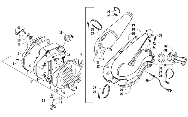 Parts Diagram for Arctic Cat 2007 F6 EFI SNOWMOBILE EXHAUST ASSEMBLY