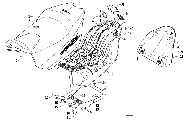 Parts Diagram for Arctic Cat 2007 F5 EFI LXR SNOWMOBILE SEAT ASSEMBLY