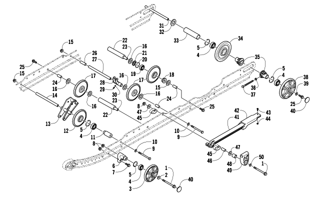 Parts Diagram for Arctic Cat 2008 BEARCAT 570 LONG TRACK SNOWMOBILE IDLER WHEEL ASSEMBLY