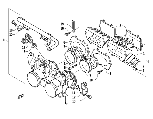 Parts Diagram for Arctic Cat 2013 SNO PRO 500 SNOWMOBILE REED VALVE/THROTTLE BODY ASSEMBLY