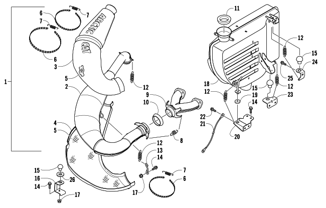 Parts Diagram for Arctic Cat 2007 Z 570 SNOWMOBILE EXHAUST ASSEMBLY