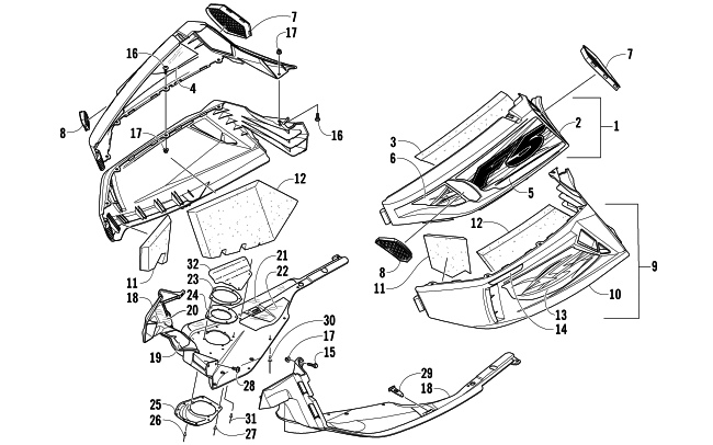 Parts Diagram for Arctic Cat 2007 F5 EFI SNOWMOBILE SKID PLATE AND SIDE PANEL ASSEMBLY
