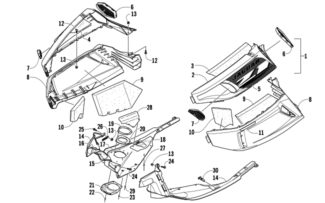 Parts Diagram for Arctic Cat 2007 JAGUAR Z1 1100 EFI SNOWMOBILE SKID PLATE AND SIDE PANEL ASSEMBLY