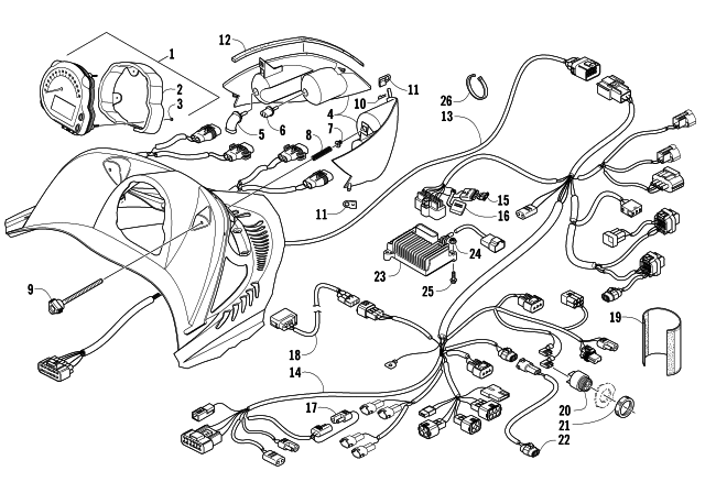 Parts Diagram for Arctic Cat 2007 CROSSFIRE 1000 EFI SNOWMOBILE HEADLIGHT, INSTRUMENTS, AND WIRING ASSEMBLIES