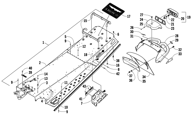 Parts Diagram for Arctic Cat 2007 M8 EFI 162 SNOWMOBILE TUNNEL, REAR BUMPER, AND TAILLIGHT ASSEMBLY
